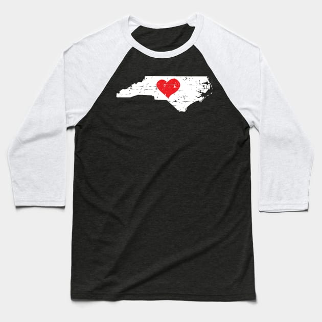 <3 North Carolina Map Gift T Shirt for Men Women and Kids Baseball T-Shirt by HopeandHobby